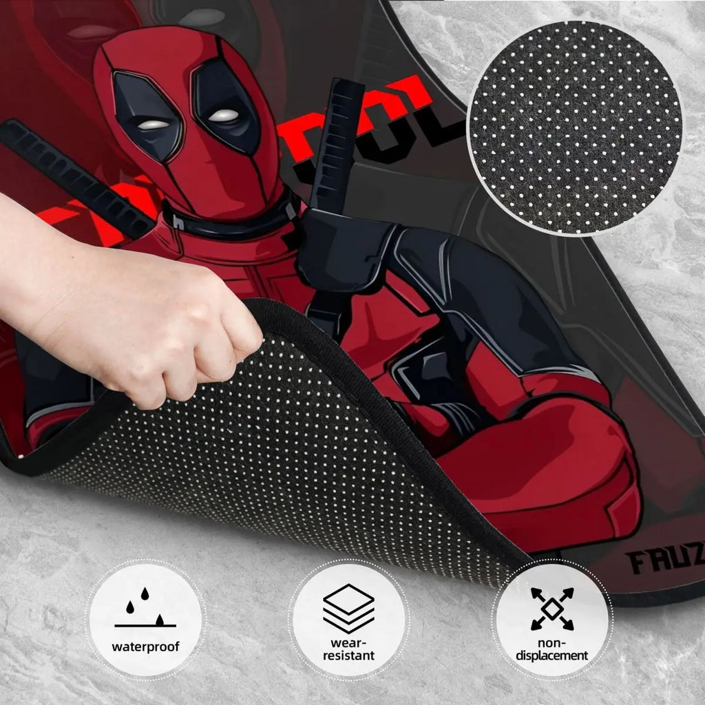 Deadpool Superhero Comics Car Floor Mats Carpet Set of 4 Anti-Slip Universal Automotive Floor Mat Fit for Vans SUV