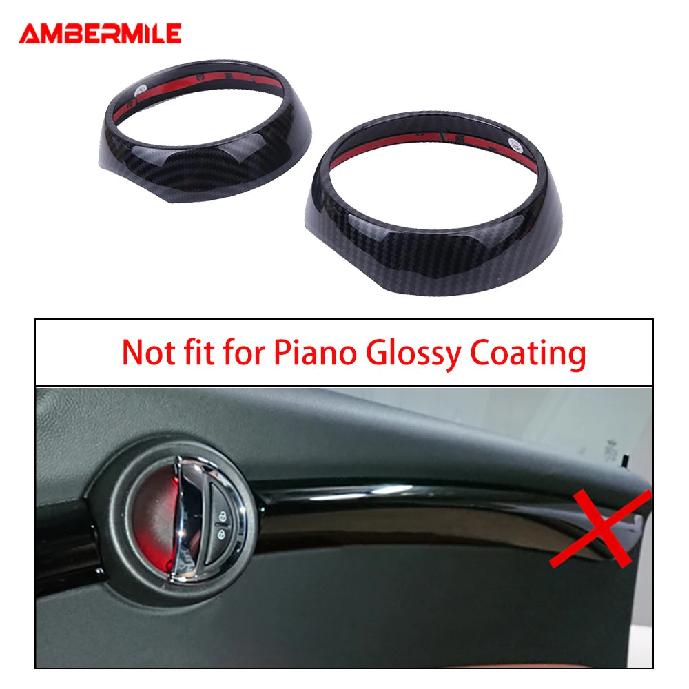 AMBERMILE for Mini Cooper F56 Accessories Car Interior Carbon Fiber Texture Console Air Outlet Door Speaker Handle Cover Trim