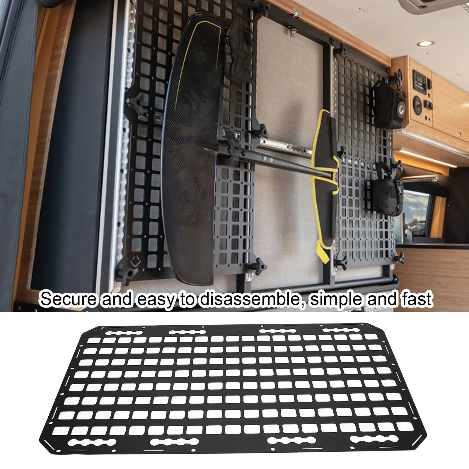 Truck Bed Molle Panel Aluminum 17x30x0.08in Side Truck Bed Molle Panel Rack System for Sedans SUVs Pickups Trucks RVs Trailers