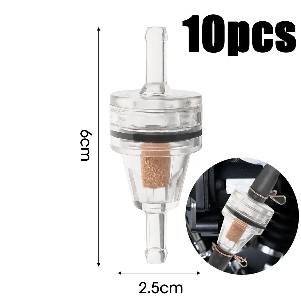 10-1pcs Motorcycle Fuel Filter Inline Gas Gasoline Filter for Dirt Pite Bike ATV UTV 1/4" Transparent Motorbike Accessories