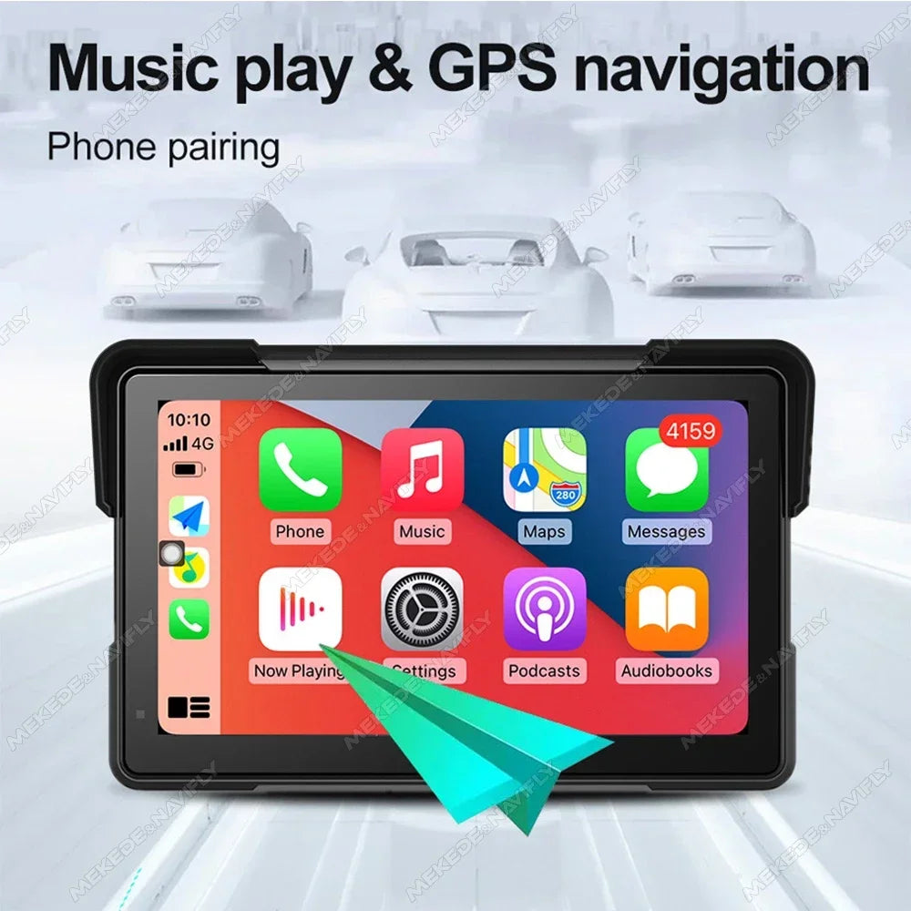 Portable 7inch Wireless CarPlay Motorcycle Navigation Screen Android Auto Display Moto Monitor Option DVR TPMS Wired Contorl GPS