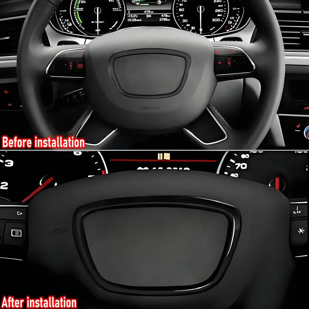 Car Accessories For Audi A3 A4L A7 A6L A8 Q3 Q5 Q7 ABS Auto Steering Wheel Center Panel Logo Frame Circle Sticker Cover Trim