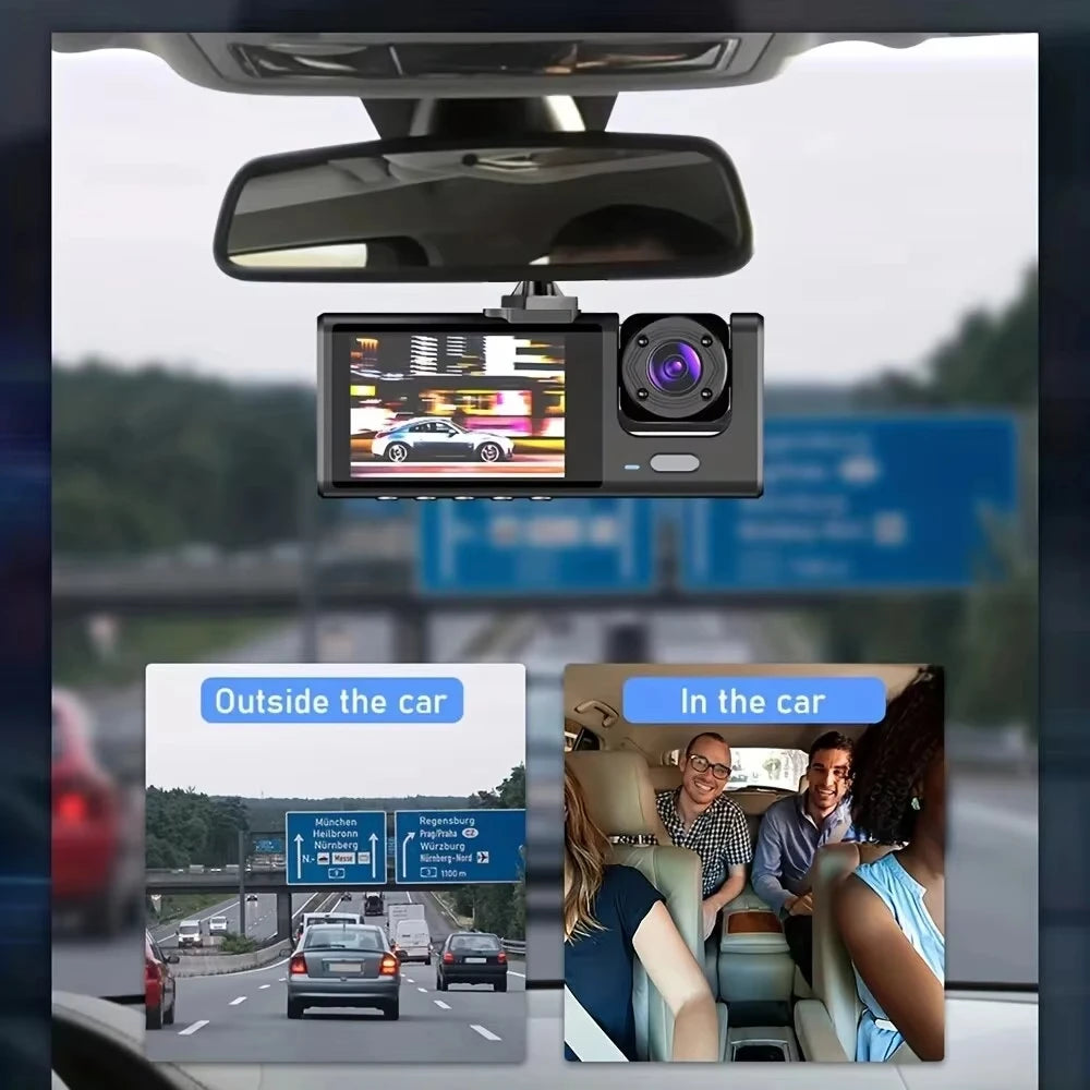 1080P Dash Cam with IR Night Vision 2/3 Channel Loop Recording 2 IPS Screen Vehicle DVR Video Recorder