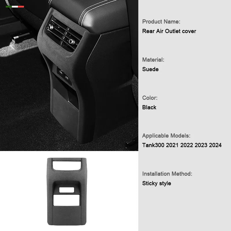 For Great Wall TANK 300 2021-2024 Interior Suede Accessories, Car Center Console AC Gear Shift Panel Air Outlet Trim Frame Cover