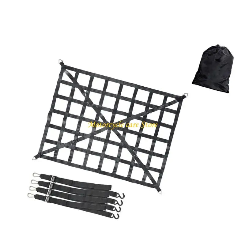 U75F Adjustable Truck Bed Storage Net Reinforced Edges S Hooks For SUVs Pickup Cargo Safety