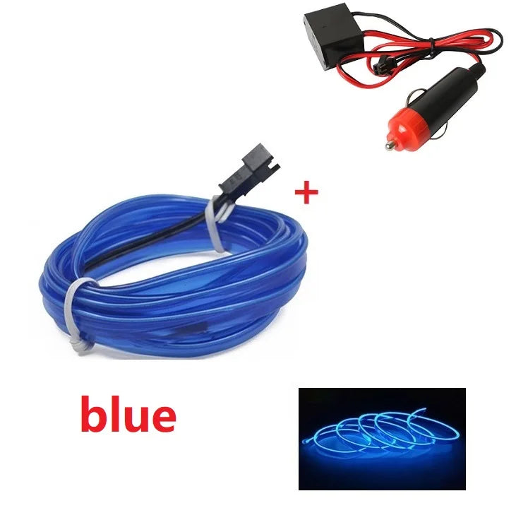 LED Car Interior Decoration Light EL Wiring Neon Strip For Auto DIY Flexible Ambient Light with USB Drive Ambient Lamp