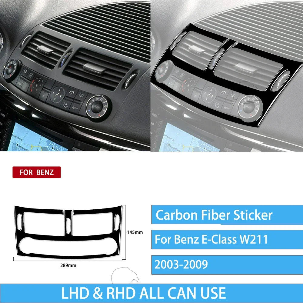For Mercedes W211 E Class Accessories Interior 2003-2009 Co-pilot Storage  Speedometer Headlight Dashboard Stickers Piano Black