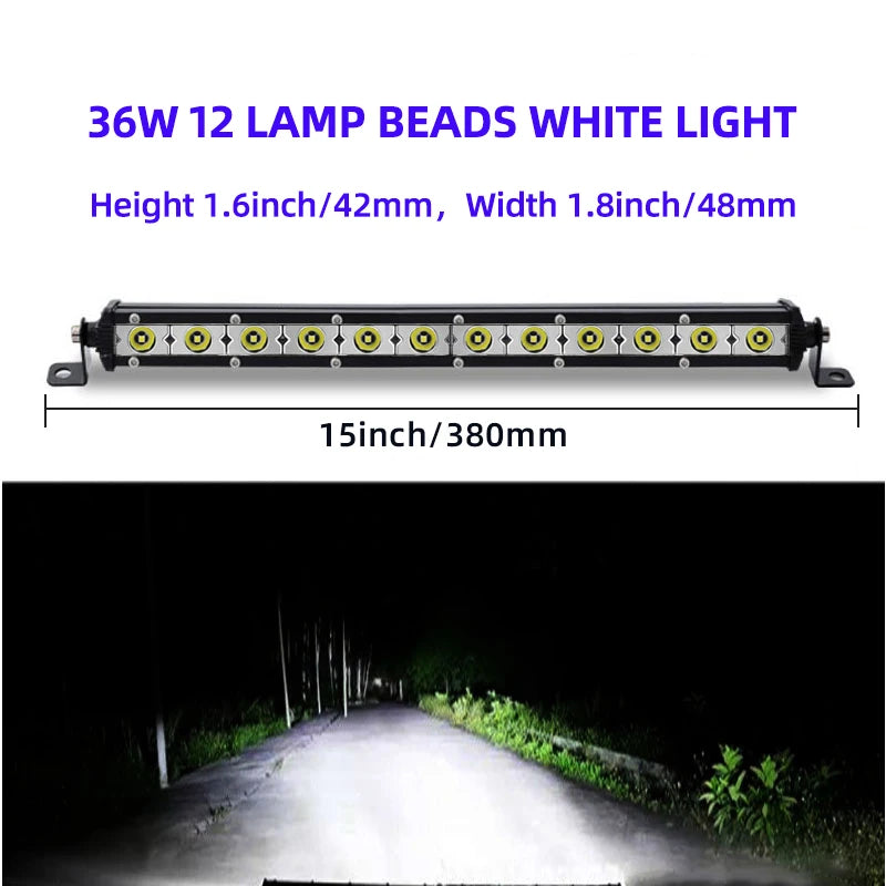 Car LED Work Light Bar 8.8'' 15'' inch Spotlight Flood 6/12 LED Work Light Bar for ATV Off Road Jeep SUV Car Running Lights