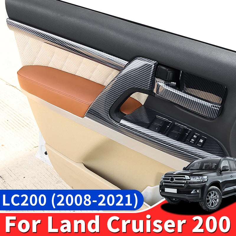 For 2008-2021 Land Cruiser 200 LC200 Interior Design Accessories Upgrade Decorative Car Door Carbon Fiber Texture Handle Panel
