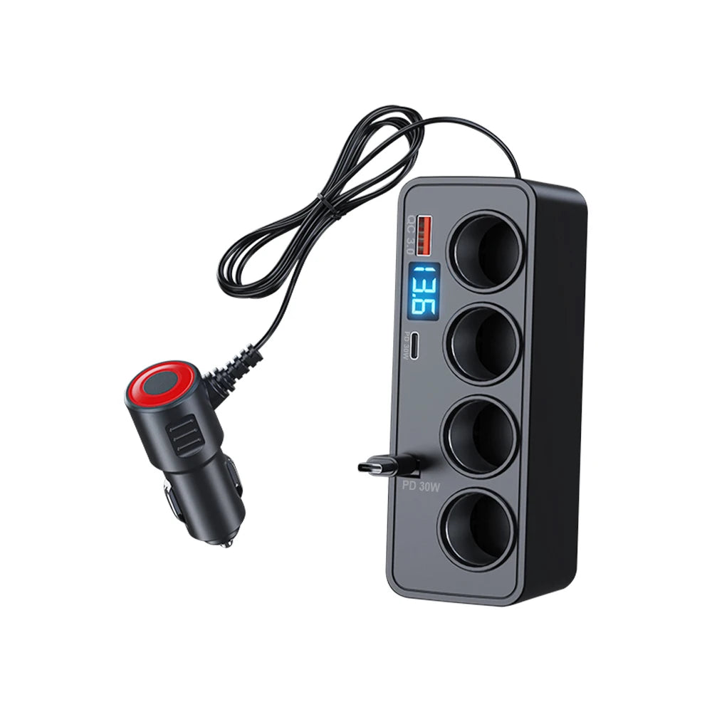 Car Digital Display Vehicle Charger USB Fast Charging Universal Auto Charger Adapter QC3.0+PD TypeC Multifunctional Quick Charge