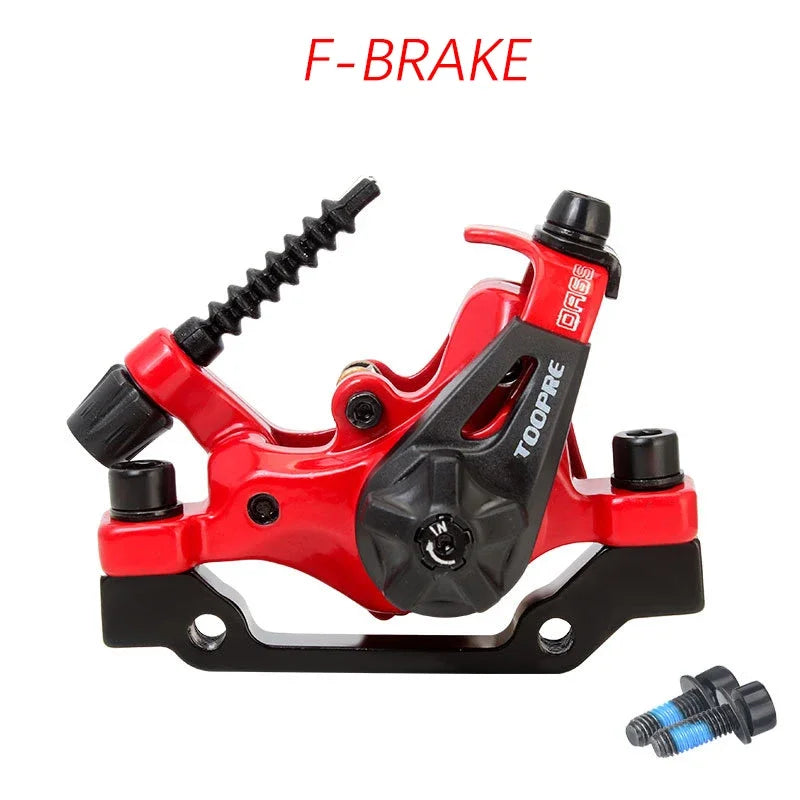 Frenos de disco de doble accionamiento TOOPRE MTB de doble pistón rojo/negro para sistema DA6S, aluminio fundido a presión, frenado instantáneo, pastillas resistentes al desgaste