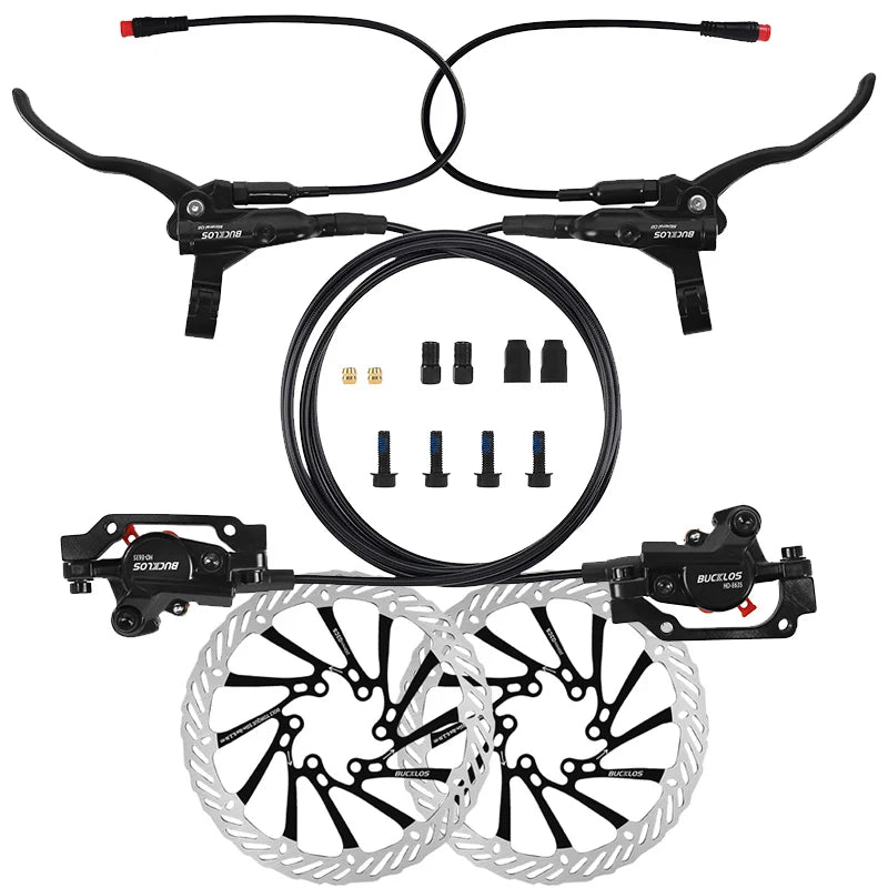 BUCKLOS Electric Bike Hydraulic Brakes Power Off Electric Scooter Brake Set 2 Piston E-Bike Disc Brake Set Folding Bike Brakes