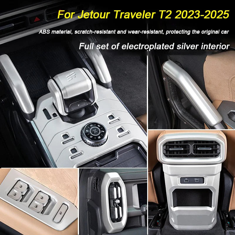 For Jetour Traveler T2 2023 2024 2025 Interior Car Accessory, Rear Air outlet Frame Center Gear Shift Panel Door Handrail Cover