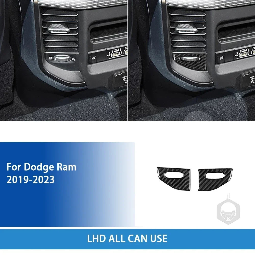 For Dodge Ram 2019 2020 2021 2022 2023 Accessories Carbon Fiber Car Interior Grar Handle Air Outlet Trim Sticker Decoration