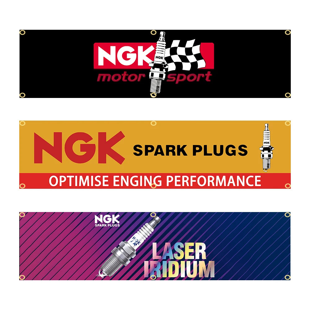 60X240cm Ngk Spark Plugs Banner Flag Polyester Printed Garage or Outdoor Decoration Tapestry