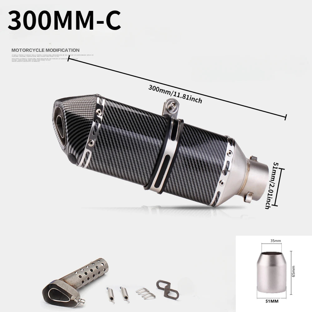 Tubo de escape da motocicleta 51mm com silenciador modificar motocross silenciador para Z400 250 R15 R3 sujeira pit bike scooter