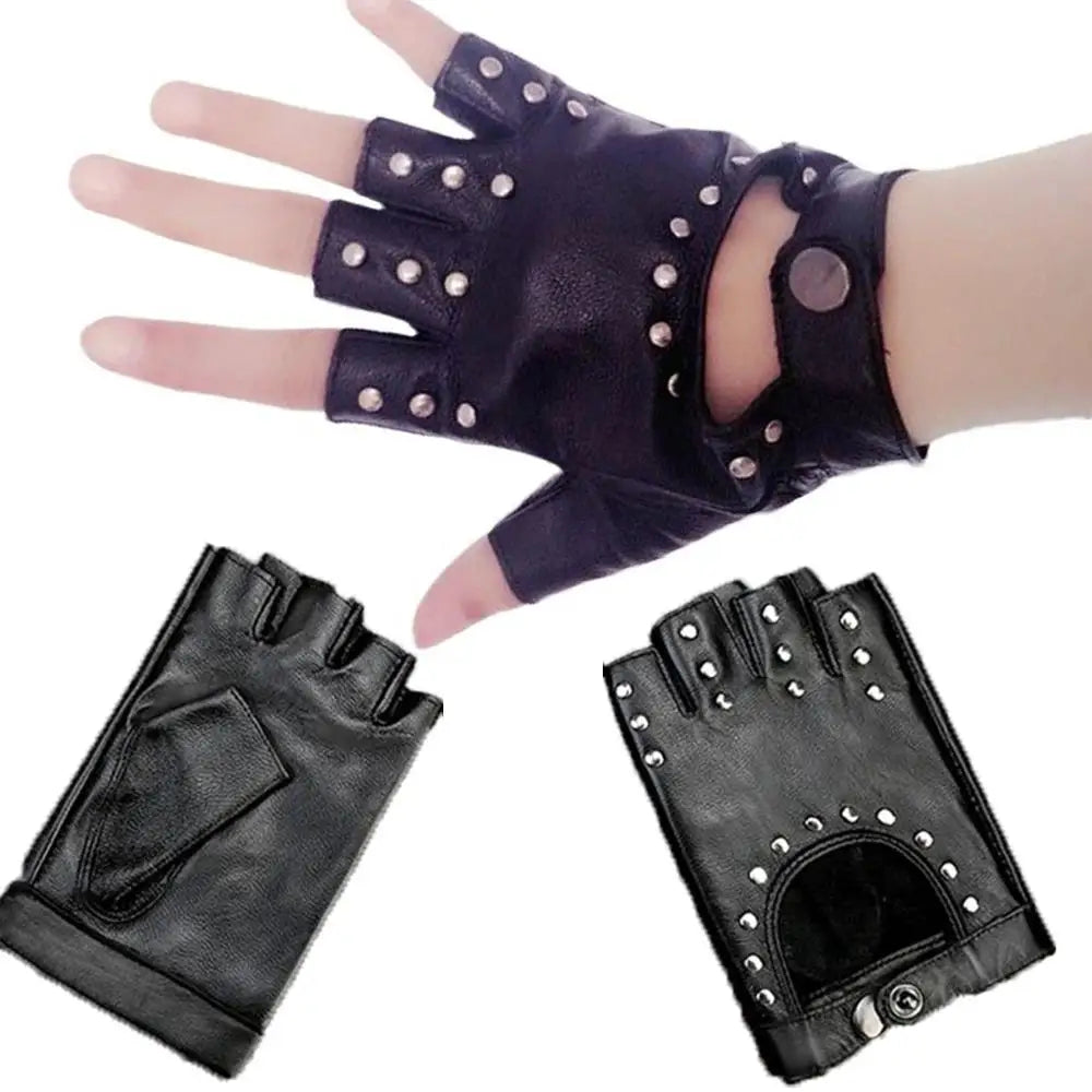 Motorcycle Accessories Driving Motor Rivet Punk Glove Gloves Fingerless Leather Mittens