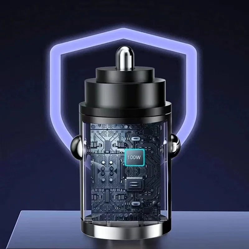 USB C Car Charger 100W Dual Ports PD Fast Charging Car Phone Adapter For iPhone Xiaomi Quick Charge 3.0 Type C Charger In Car
