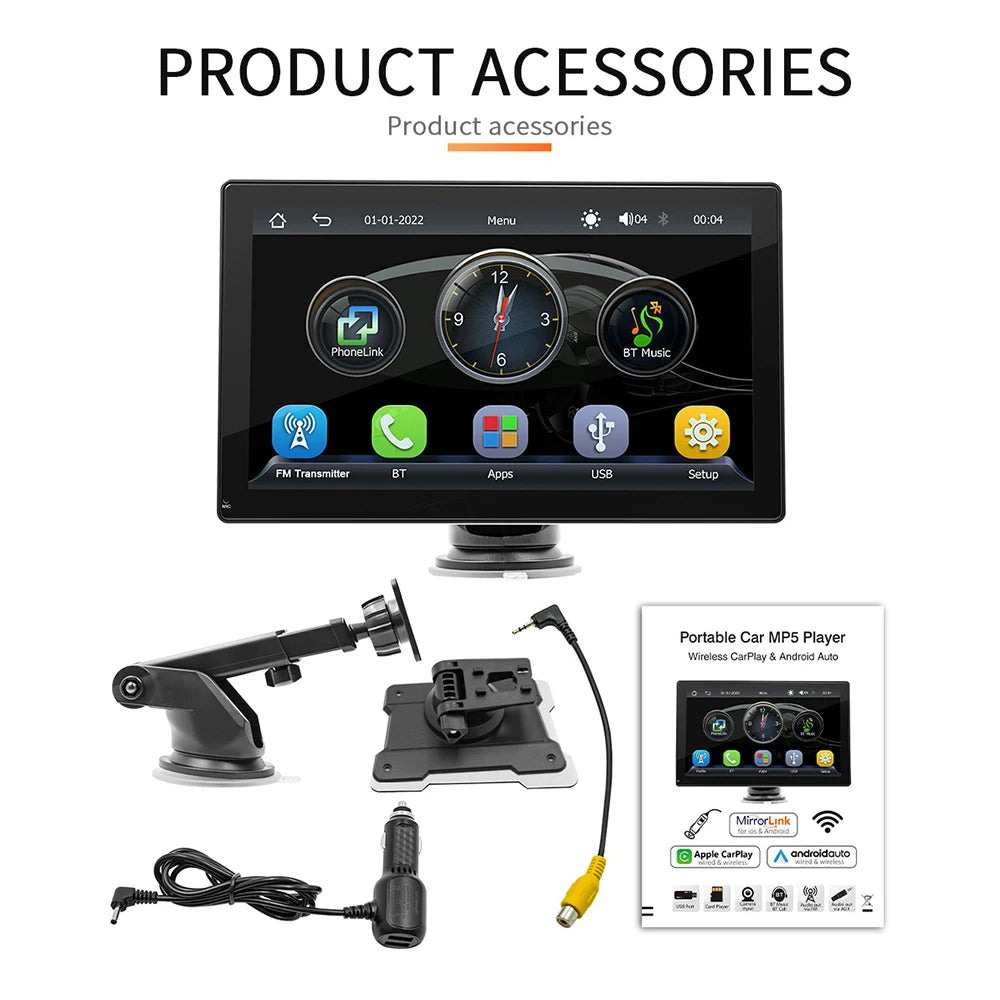 9 Inch Wireless CarPlay Android Auto Monitor Automotive Multimedia Player With DVR Video Recorder Rear View Camera Monitor