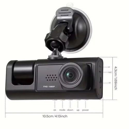 1080P Dash Cam with IR Night Vision 2/3 Channel Loop Recording 2 IPS Screen Vehicle DVR Video Recorder