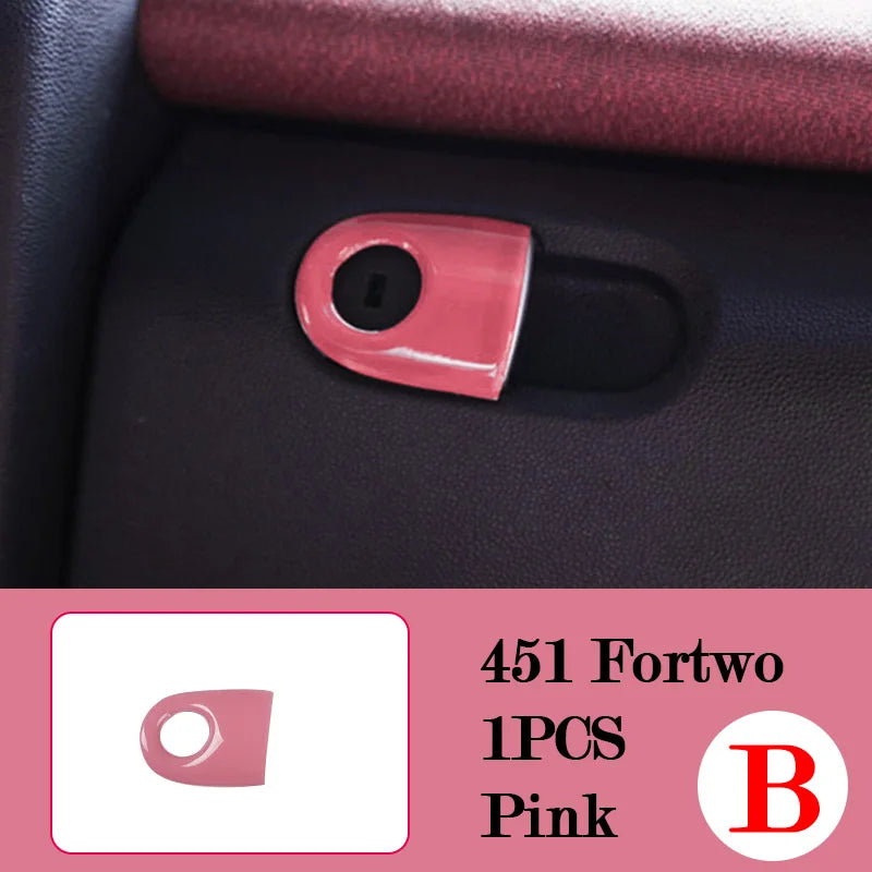 Car Interior Decoration Products ABS Protective Shell Pink Sticker For Mercedes Smart 451 Fortwo Car Modification Accessories