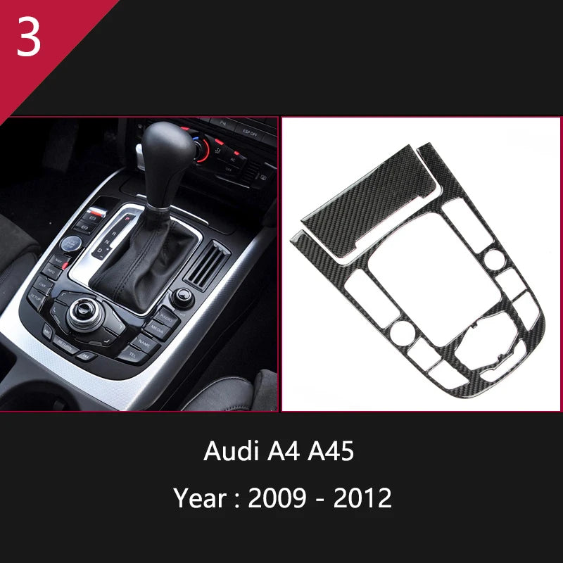 For Audi A4 S4 RS4 B8 8K A5 S5 RS5 8T 8F Carbon Fiber Interior Auto Gear Shift Panel Cover Frame Trim Sticker Car Accessories