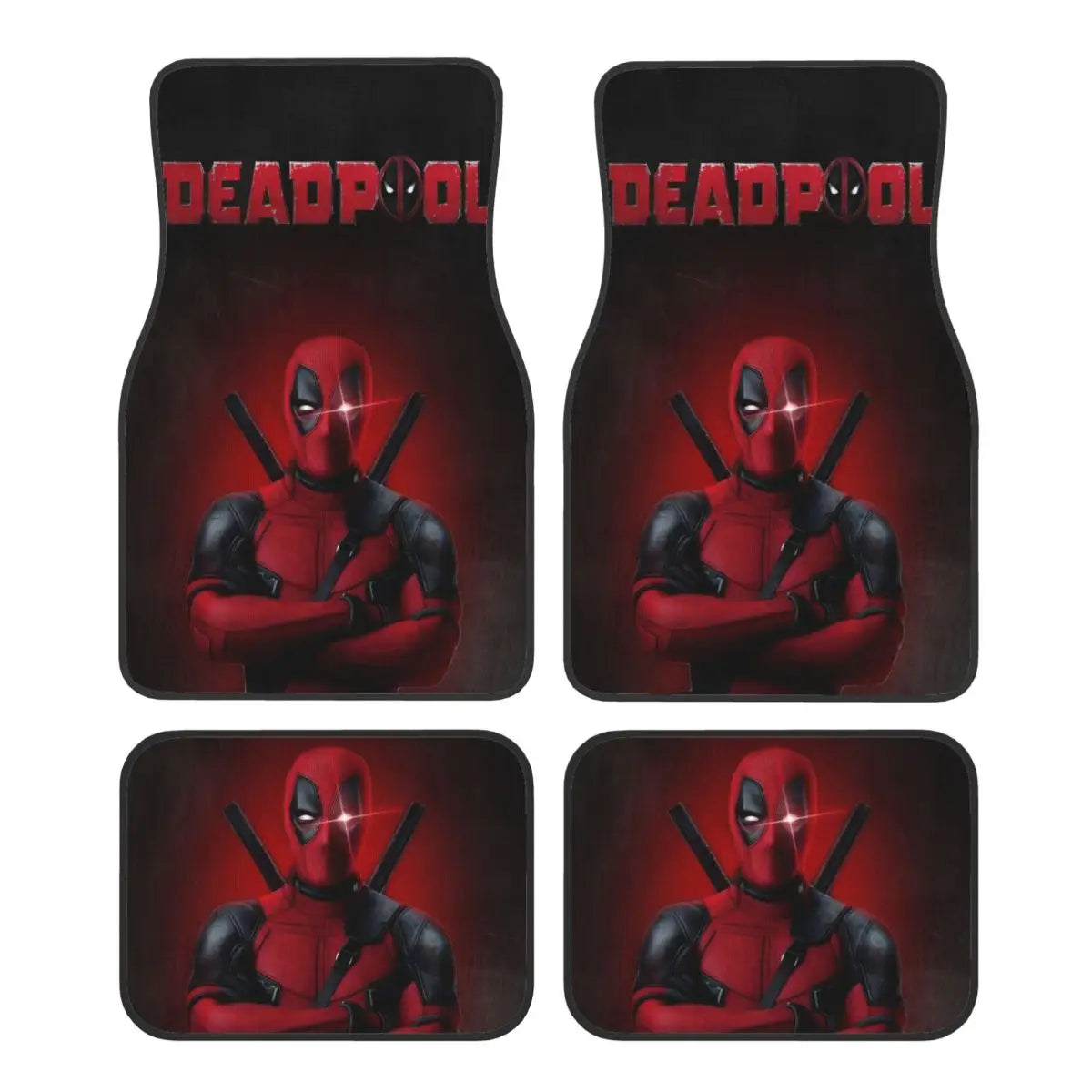 Deadpool Superhero Comics Car Floor Mats Carpet Set of 4 Anti-Slip Universal Automotive Floor Mat Fit for Vans SUV