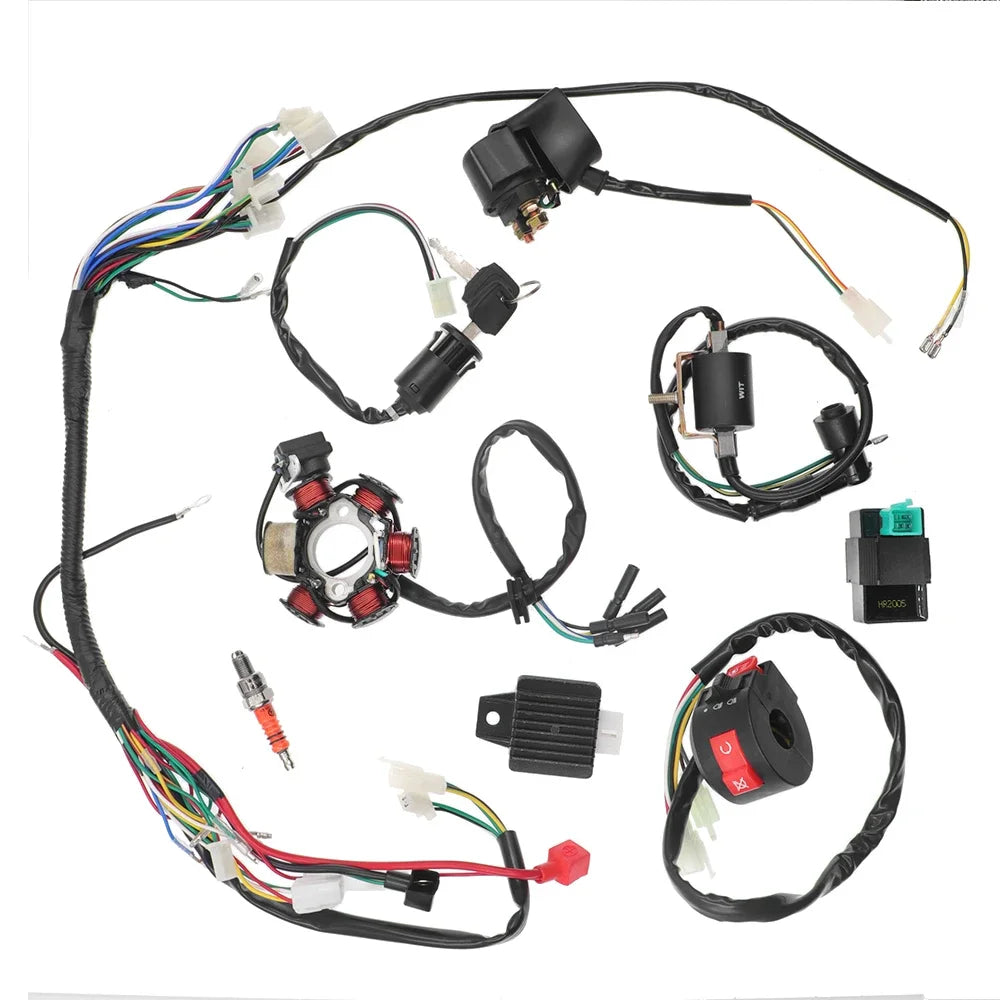 Electric Full Wiring Harness Kit For Motorcycle 4 Stroke 50 70cc 90cc 110cc 125cc Motocross ATV Quad Pit Dirt Bike Buggy Go Kart
