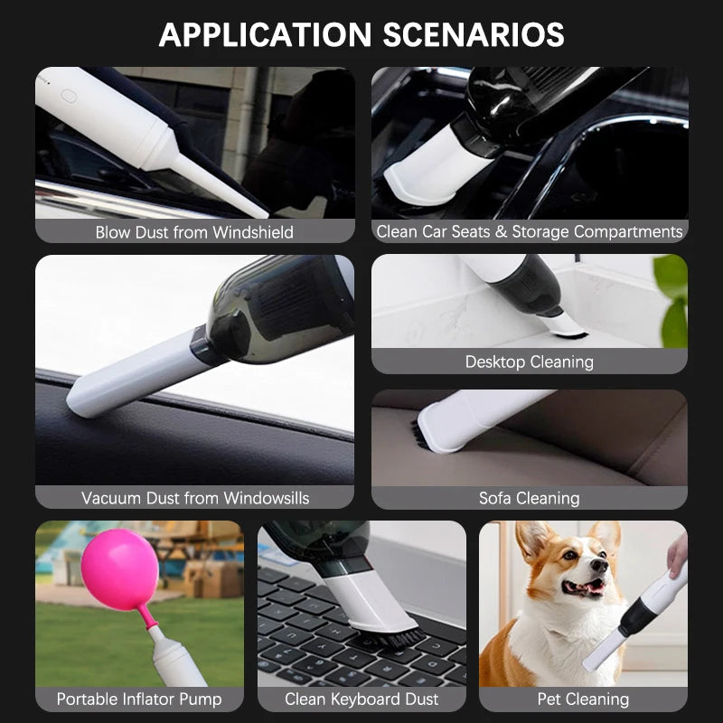 Mini Wireless Car Cleaning Car Vacuum Cleaner Rechargeable Powerful Suction Handheld Vacuum Powerful Cleaner Ultra-Compact