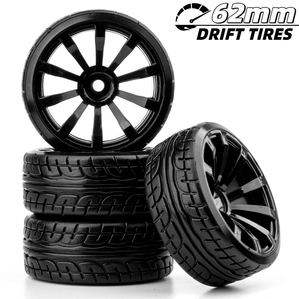 1/10 RC Drift On-road Wheels Hard Pattern Tyre for 1/10 Traxxas D4 HSP HPI Sakura TT01 Tamiya Drifting RC Car Drift Hard Tires