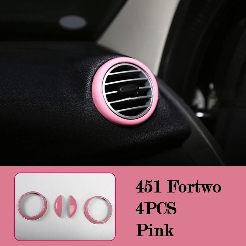 Car Interior Decoration Products ABS Protective Shell Pink Sticker For Mercedes Smart 451 Fortwo Car Modification Accessories