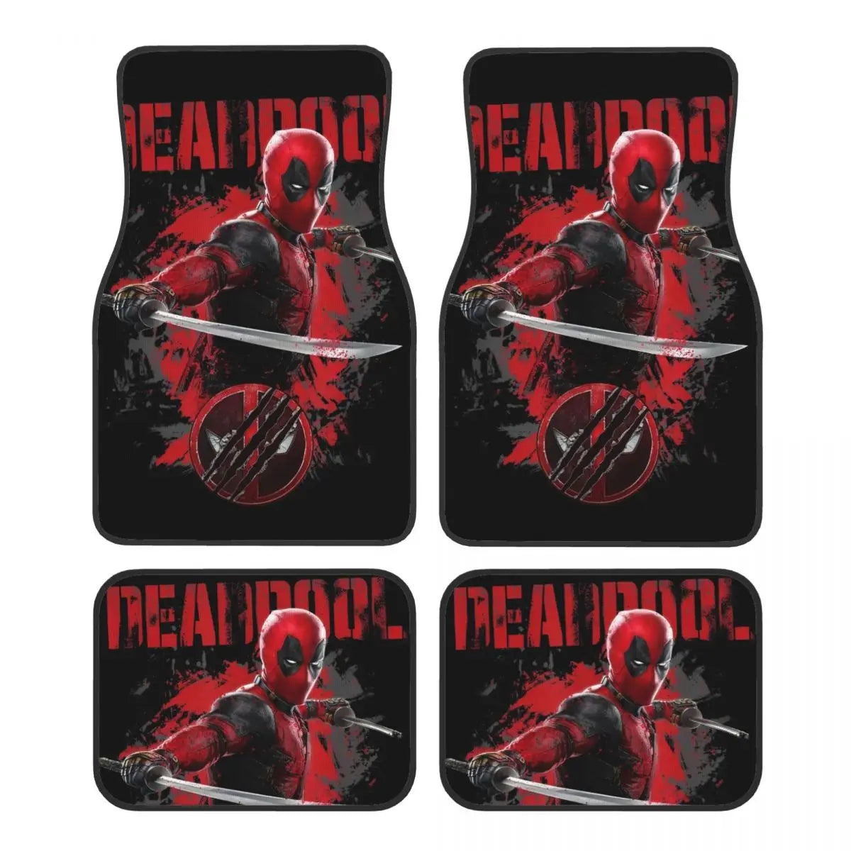 Deadpool Superhero Comics Car Floor Mats Carpet Set of 4 Anti-Slip Universal Automotive Floor Mat Fit for Vans SUV