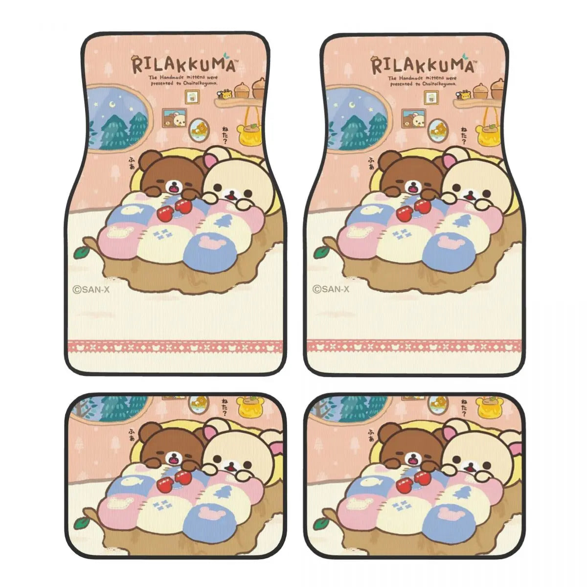 Rilakkuma Car Floor Mats Carpet Set of 4 Anti-Slip Universal Automotive Floor Mat Fit for Mid Trucks