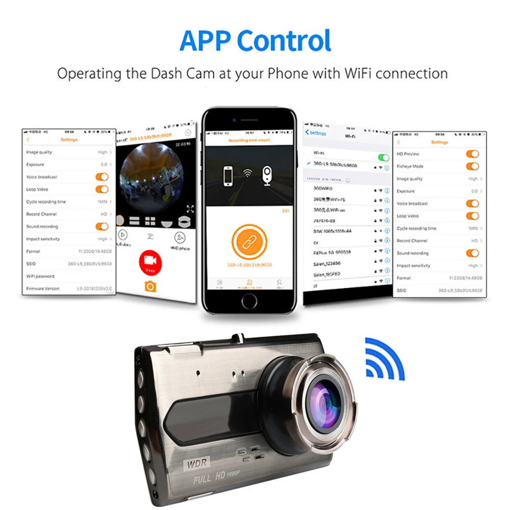 Car DVR WiFi Dash Cam Rear View 1080P HD Car Camera Drive Video Recorder Night Vision Car Accessories Dashcam Auto Black Box GPS