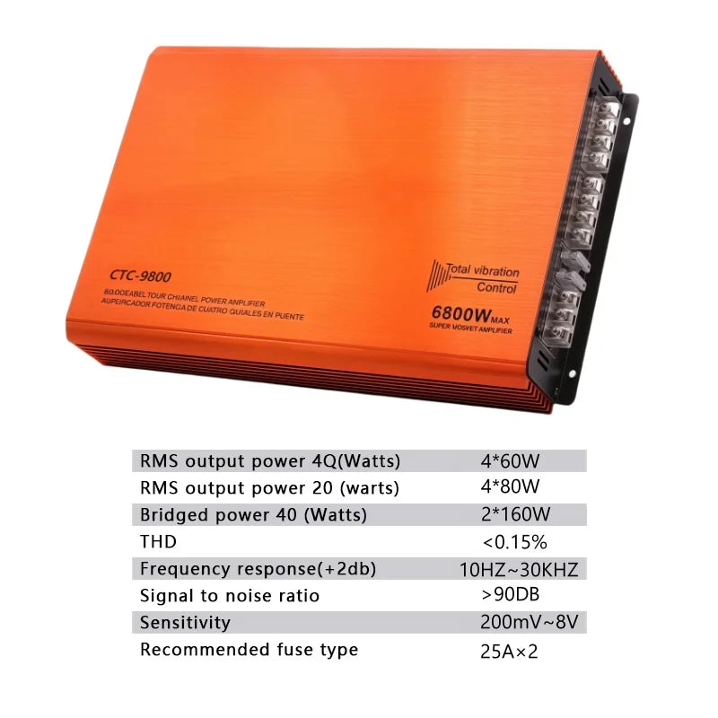 Car Audio Power Amplifier 4 Channel HiFi Stereo Audio Car Amplifier Adjustable Front and Rear Sound Field Super Bass Amplifier