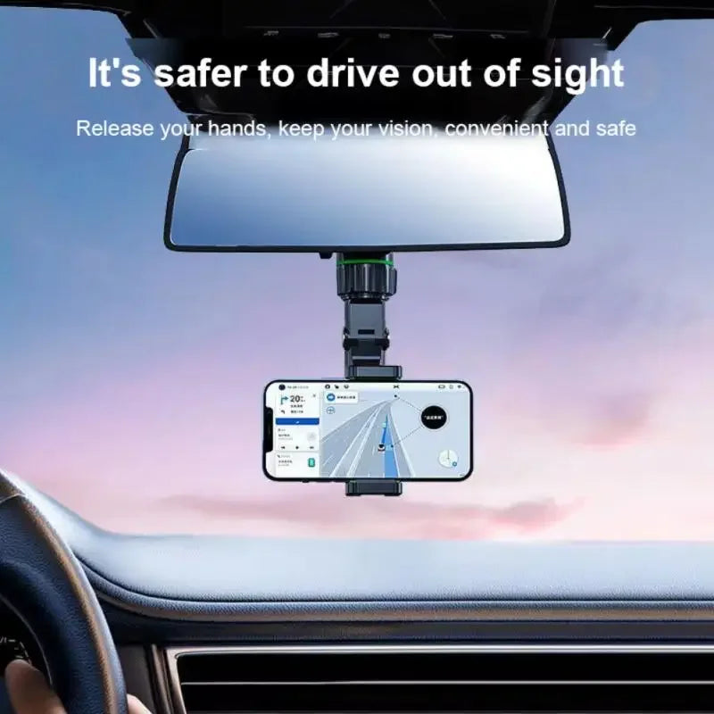 Car Phone Holder Multifunctional 360° Rotatable Auto Rearview Mirror Seat Hanging Clip Bracket GPS Support Car Accessories