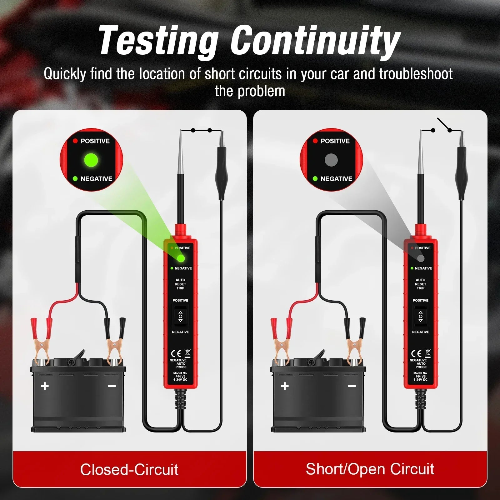 Automotive Electrical System Tester DC 6-24V PP1V5 Car Circuit Drive Test Pen For Car Electrics Testing Power Circuit Probe