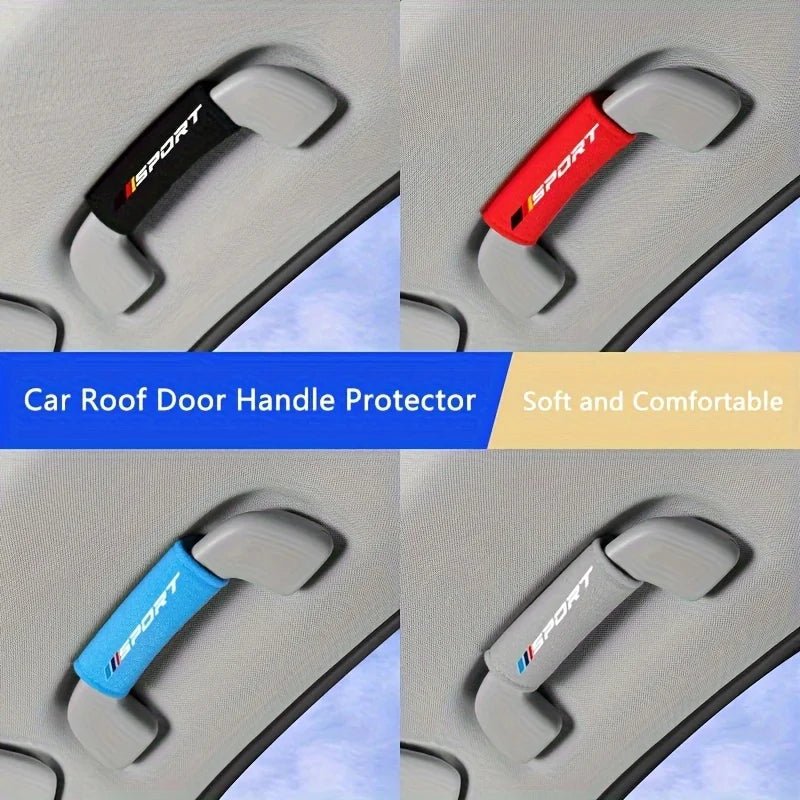 4-piece car interior accessory set: roof grab handle trim and protective cover, car interior ceiling handle protective cover.
