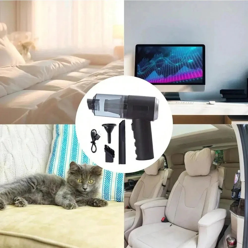 Portable Car Vacuum Cleaner Compact Convenient for Home Use Includes 4 Accessories Long Battery Life