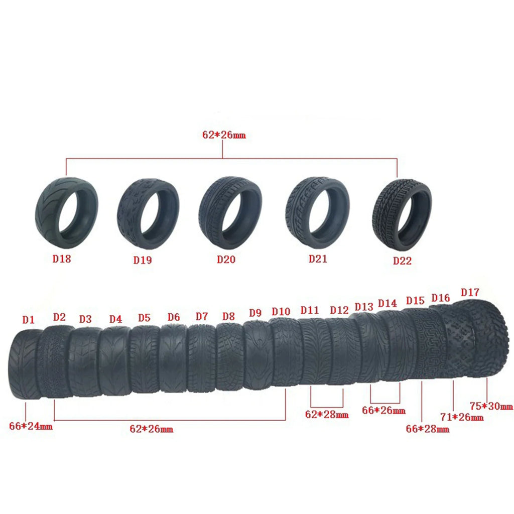 2/4Pcs High Grip Soft Tires for 1:10 RC On-Road Car - Fit Tamiya M05 M06 M07 Touring Models, Upgrade Rubber Wheels