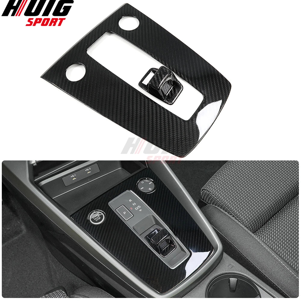 Car Inner Accessories For Audi RS3 S3 A3 8Y 2020 2021 2022 Carbon Fiber Center Console Gear Shift Head Knob Panel Cover Sticker