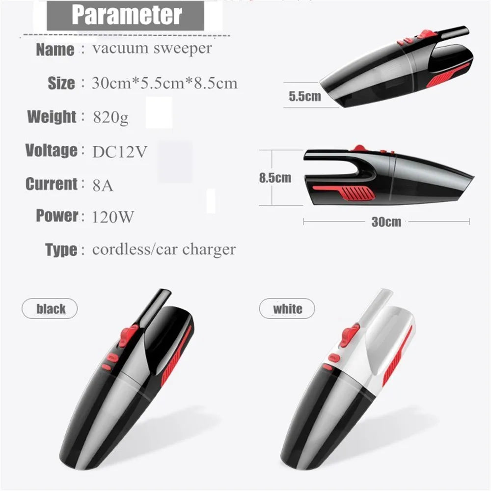 5000kpa Wireless Car Vacuum Cleaner High Suction for Car Wet and Dry USB Charge Vacuum Cleaner Handheld 12V Mini Vacuum Cleaner
