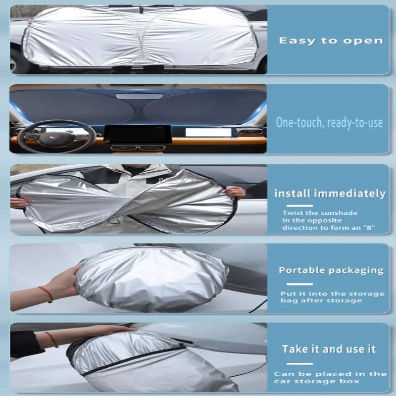Foldable Car Sun Visor For Volvo XC60 2018~2025 2022 Front Windshield Sunshade Heat Insulation Summer Cooling Auto Accessories
