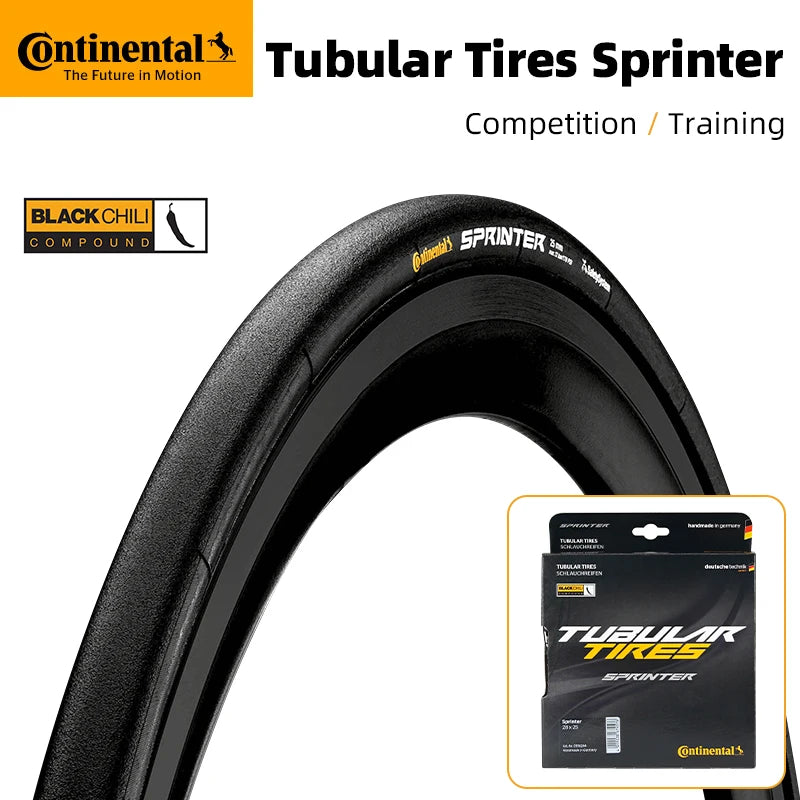 Continental Tubular Tyre Sprinter 700x25C 28x25mm Max 170psi SafetySystem Breaker Black Chili for Road Bike Racing & Training