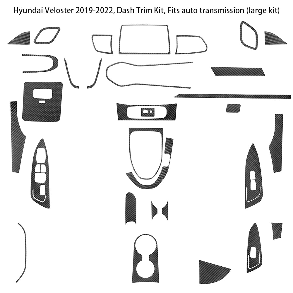 Car Carbon Fiber Interior Mouldings Decorative Stickers For Hyundai Veloster 2019 2020 2021 2022 Cover Trim Accessories