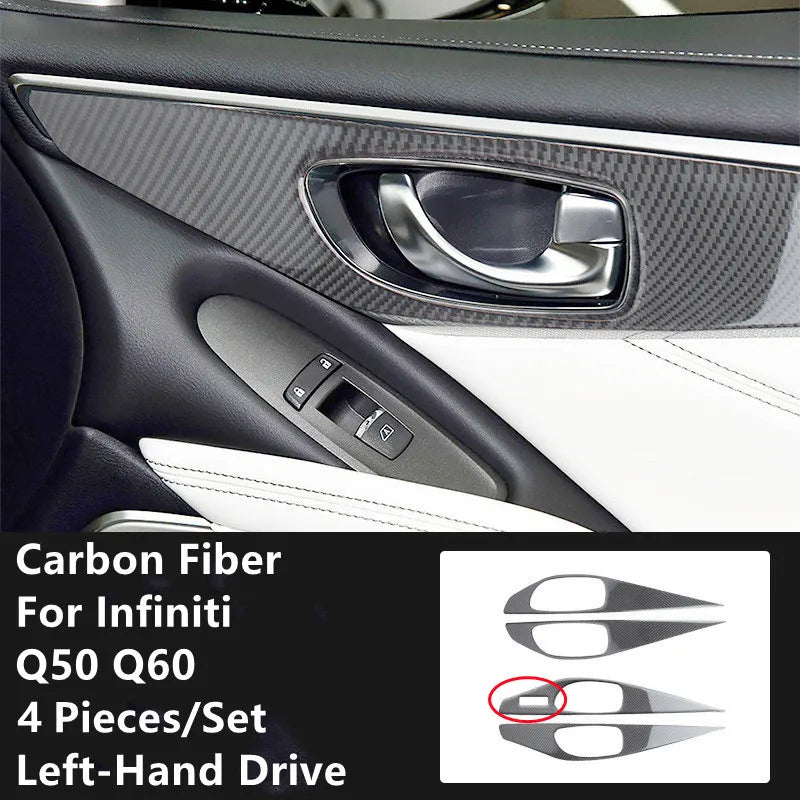 Carbon Fiber Car Interior Modification Cover Trim Strips Decorative Stickers For Infiniti Q50 Q60 Car Styling Inner Accessories