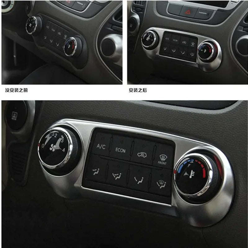 Car Accessories For Hyundai ix35 2010 2011 2012 2013 2014 2015 2016 Chrome Center Console Control Panel Cover Sticker Interior