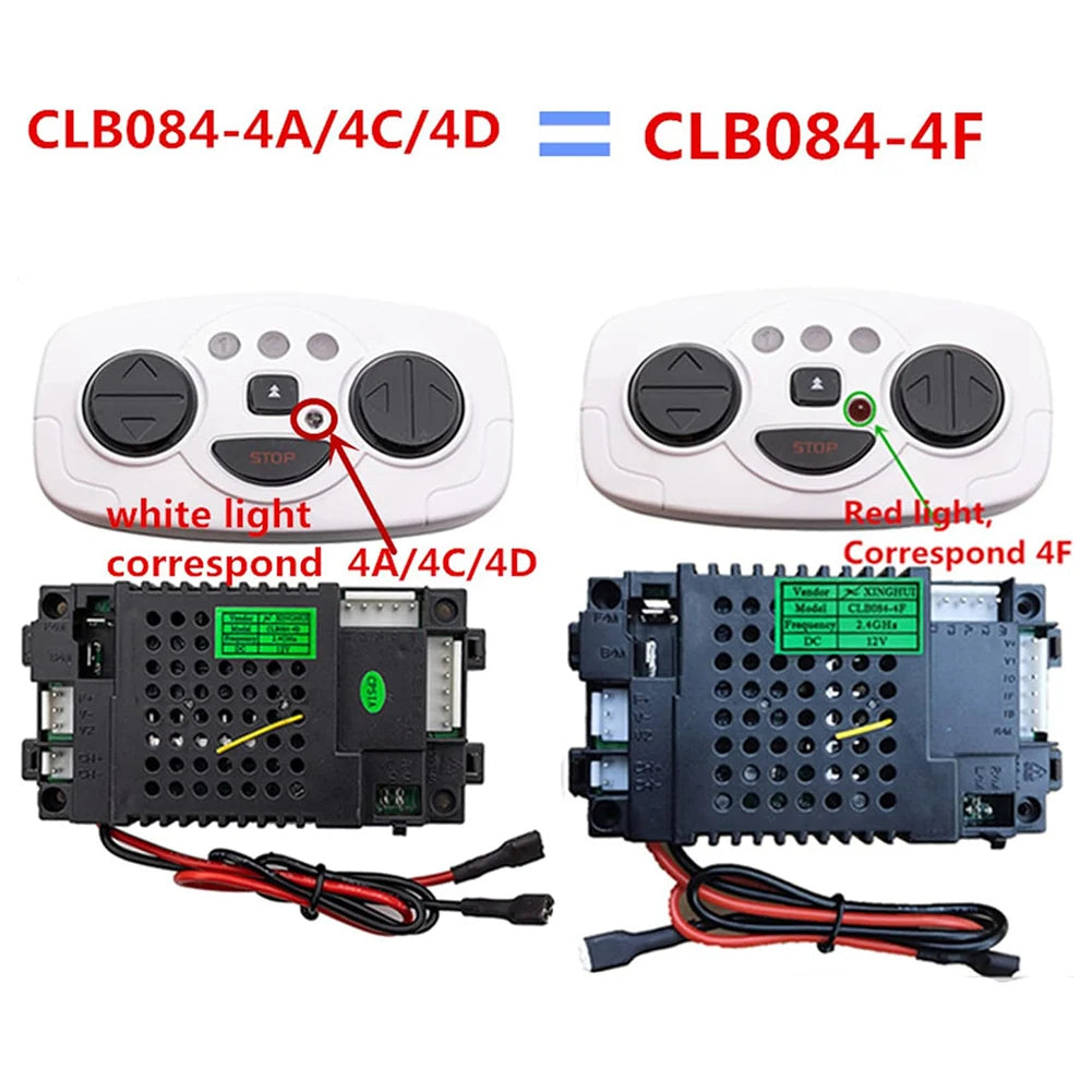 Children's Electric Vehicle Controller Compatible With CLB084-4C 12V Voltage: 12V 2.4G White Remote Control And Box Set