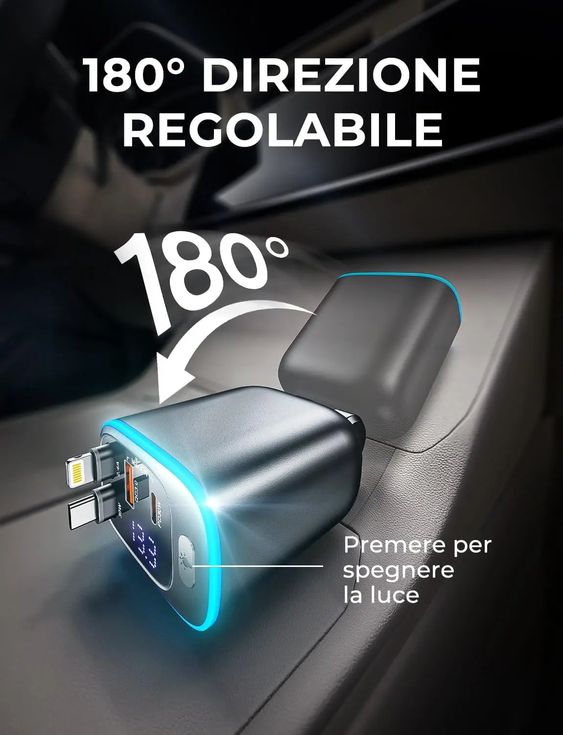 Scalable car charger 4in1 fast charging car charger with 72W retractable cable and PD30W USB port compatible with Type-C adapter