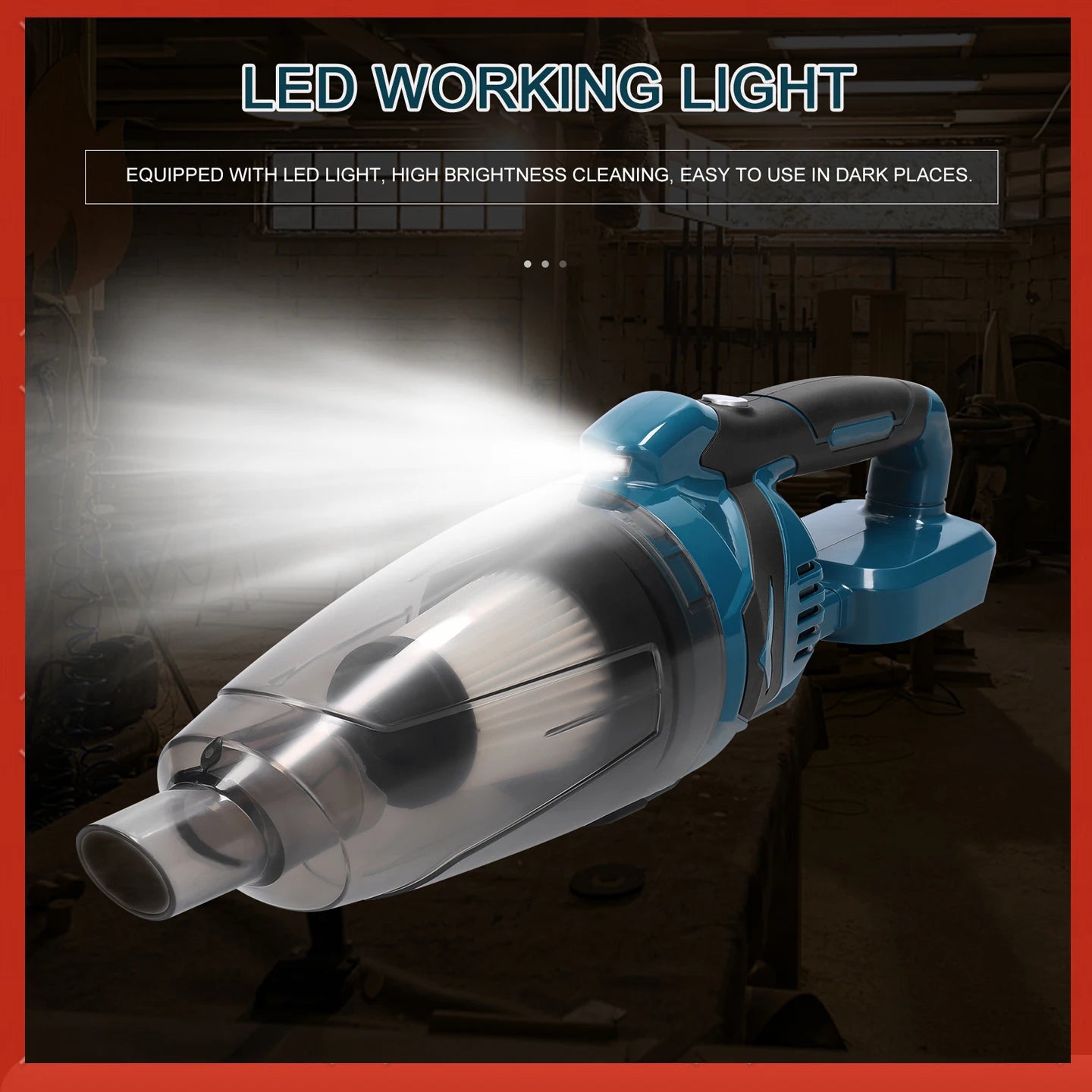 Portable Cordless Vacuum Cleaner 18V 10Kpa Strong Suction with 4 Attachments for Home Car Gap Cleaning 750ml Dust Bin